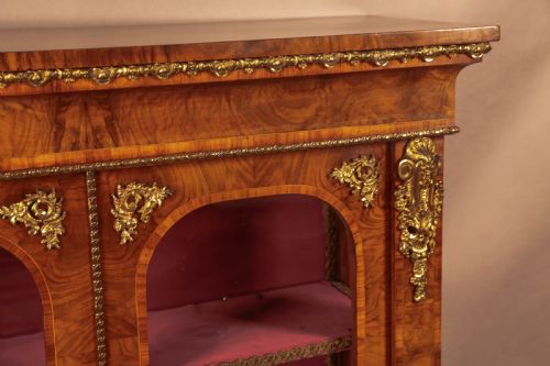 A VERY IMPRESSIVE VICTORIAN TWO DOOR BOOKCASE IN BURR WALNUT - ADDITIONAL PHOTO 9