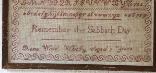 A NEEDLEWORK SAMPLER BY DIANA WOOD OF WHITBY - ADDITIONAL PHOTO 1