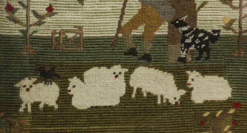 A LOVELY NIEVE WOOLWORK PICTURE OF A SHEPARD AND HIS DOG AND SHEEP - ADDITIONAL PHOTO 3
