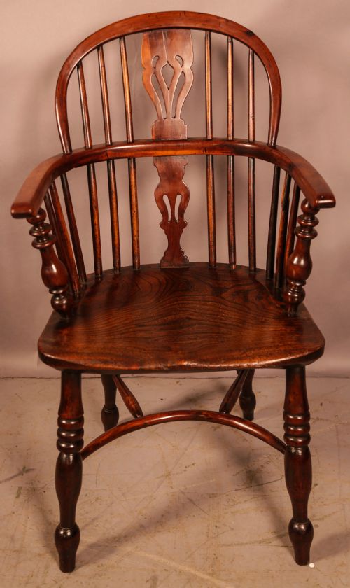A YEW WOOD LOW BACK WINDSOR CHAIR ROCKLEY MAKER - ADDITIONAL PHOTO 3