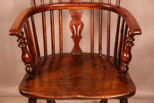A YEW WOOD LOW BACK WINDSOR CHAIR ROCKLEY MAKER - ADDITIONAL PHOTO 4