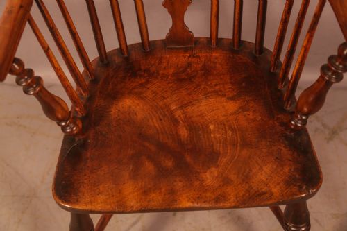 A GOOD HIGH BACK YEW WOOD WINDSOR CHAIR ROCKLEY C1840 - ADDITIONAL PHOTO 9