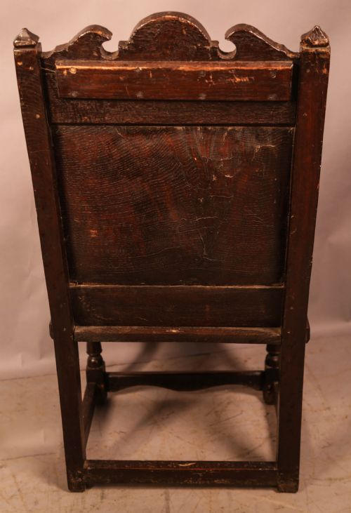A GOOD 17TH CENTURY OAK WAINSCOT CHAIR - ADDITIONAL PHOTO 2