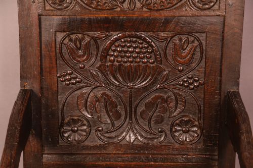 A GOOD 17TH CENTURY OAK WAINSCOT CHAIR - ADDITIONAL PHOTO 10