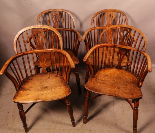 A SUPER SET OF 4 YEW WINDSOR CHAIRS WILLIAM WHEATLAND RETFORD - ADDITIONAL PHOTO 1