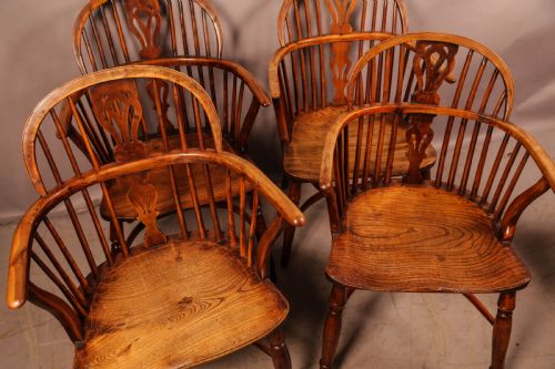 A SUPER SET OF 4 YEW WINDSOR CHAIRS WILLIAM WHEATLAND RETFORD - ADDITIONAL PHOTO 3