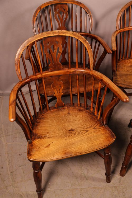 A SUPER SET OF 4 YEW WINDSOR CHAIRS WILLIAM WHEATLAND RETFORD - ADDITIONAL PHOTO 5