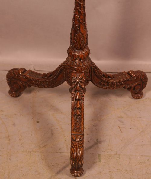 A 19TH C POLE SCREEN FANTASTIC CARVED BASE - ADDITIONAL PHOTO 5