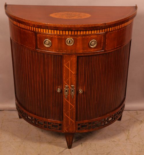 an 18th century demi lune bedroom chest mahogany inlaid - CATEGORY: ANTIQUE CUPBOARDS - DATED 18TH CENTURY