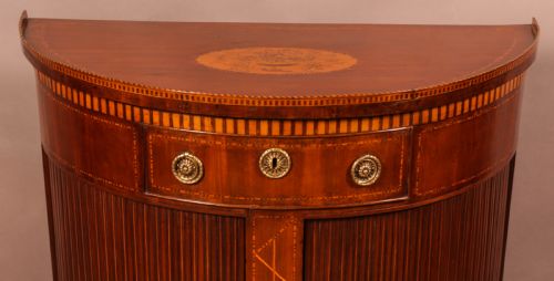AN 18TH CENTURY DEMI LUNE BEDROOM CHEST MAHOGANY INLAID - ADDITIONAL PHOTO 1