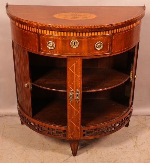 AN 18TH CENTURY DEMI LUNE BEDROOM CHEST MAHOGANY INLAID - ADDITIONAL PHOTO 2