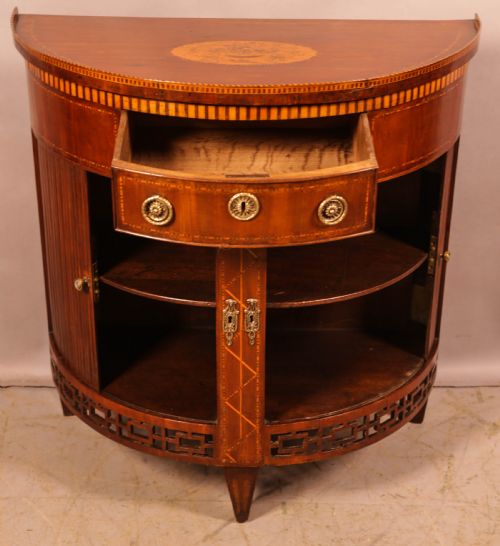 AN 18TH CENTURY DEMI LUNE BEDROOM CHEST MAHOGANY INLAID - ADDITIONAL PHOTO 3