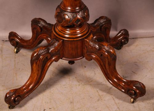 A GOOD VICTORIAN BURR WALNUT GAMES TABLE - ADDITIONAL PHOTO 1