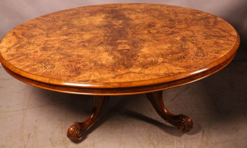 a victorian burr walnut coffee table adapted - CATEGORY: ANTIQUE TABLES - DATED VICTORIAN