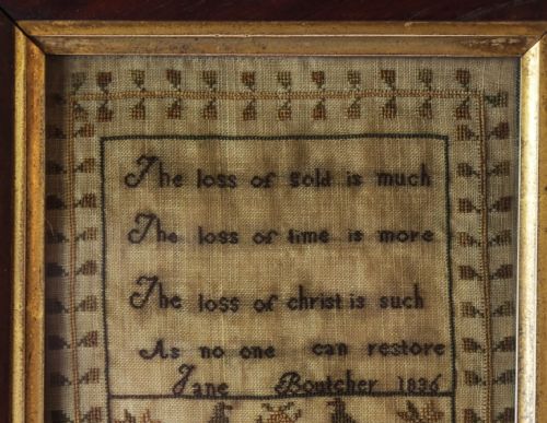 A RARE SET OF 3 NEEDLEWORK SAMPLERS BY JANE BOUTCHER 1836 - ADDITIONAL PHOTO 7