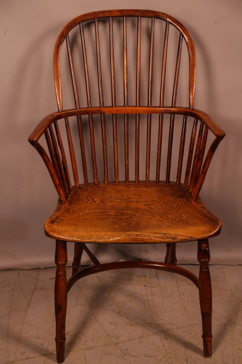 A Yew Wood Stick Back Windsor Chair C 1840