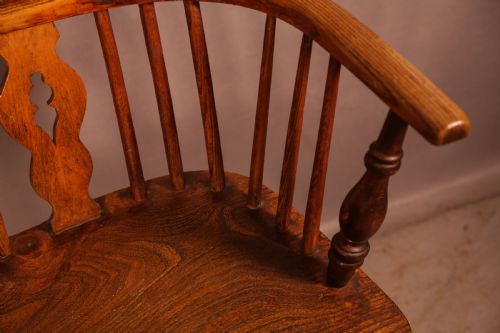 A VICTORIAN HIGH BACK WINDSOR CHAIR STICK ARM - ADDITIONAL PHOTO 5