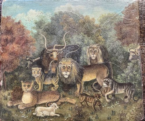 A FABULUS NIEVE PAINTING OF THE LION AND THE LAMB - ADDITIONAL PHOTO 3