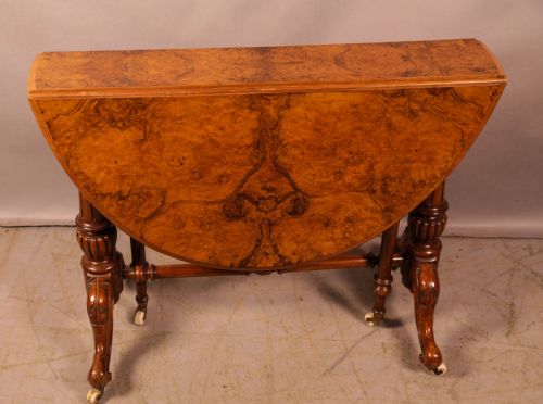 a victorian burr walnut sutherland table - CATEGORY: ANTIQUE TABLES - DATED VICTORIAN