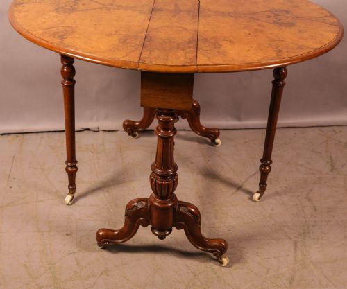 A VICTORIAN BURR WALNUT SUTHERLAND TABLE - ADDITIONAL PHOTO 4
