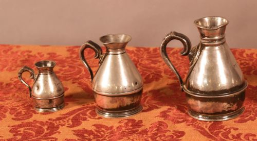 A SUPERB SET OF 6 HARVEST JUGS IN PEWTER POSSIBLY IRISH - ADDITIONAL PHOTO 2