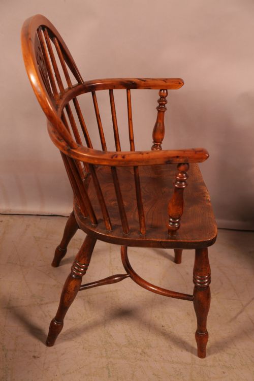 A RARE GENUINE MATCHING SET OF 4 YEW WOOD WINDSOR CHAIRS - ADDITIONAL PHOTO 7