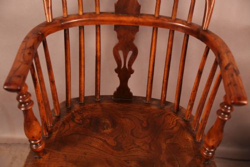 A RARE GENUINE MATCHING SET OF 4 YEW WOOD WINDSOR CHAIRS - ADDITIONAL PHOTO 9