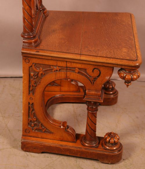 BEST PAIR OF VICTORIAN OAK HALL CHAIRS - ADDITIONAL PHOTO 3