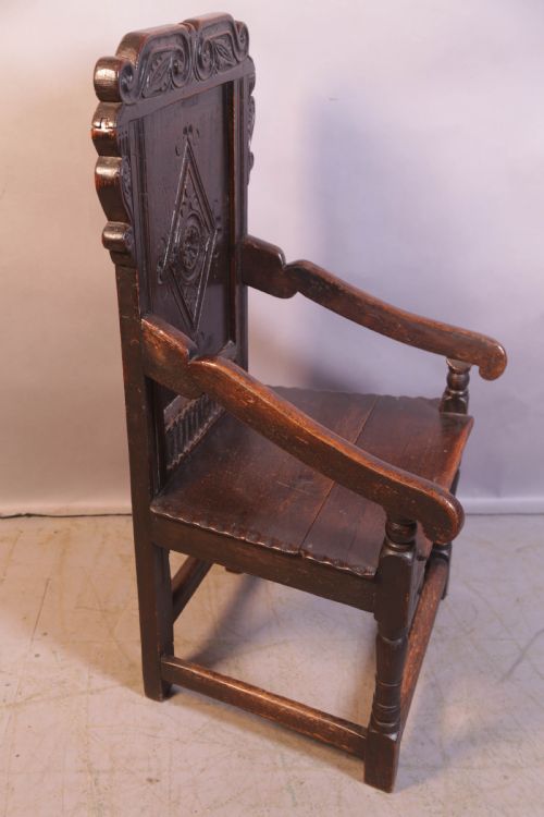 A NICE OAK WAINSCOTT CHAIR 17TH C - ADDITIONAL PHOTO 1