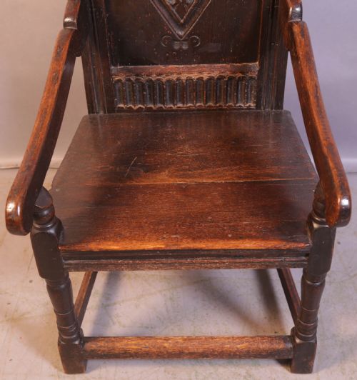 A NICE OAK WAINSCOTT CHAIR 17TH C - ADDITIONAL PHOTO 3