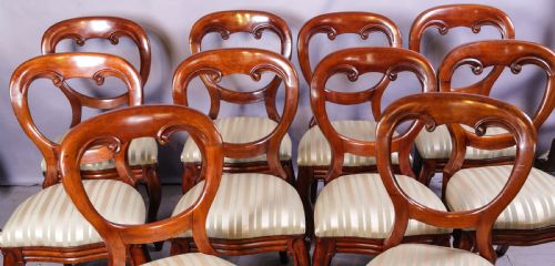 A GOOD SET OF 10 VICTORIAN MAHOGANY BALLOON BACK DINING CHAIRS - ADDITIONAL PHOTO 2
