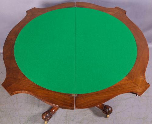 A SUPER QUALITY VICORIAN BURR WALNUT CARD TABLE - ADDITIONAL PHOTO 5