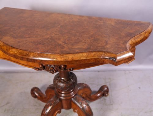 A SUPER QUALITY VICORIAN BURR WALNUT CARD TABLE - ADDITIONAL PHOTO 8