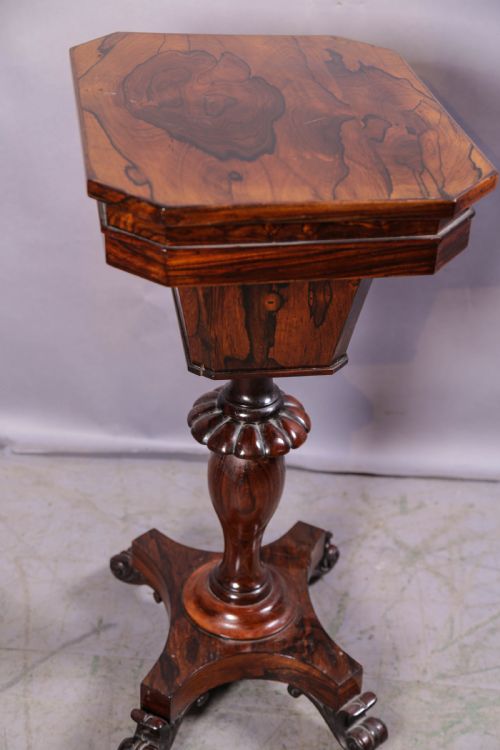 A VICTORIAN ROSEWOOD SEWING STAND - ADDITIONAL PHOTO 5