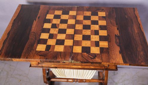 A VICTORIAN SEWING GAMES TABLE ROSEWOOD - ADDITIONAL PHOTO 2