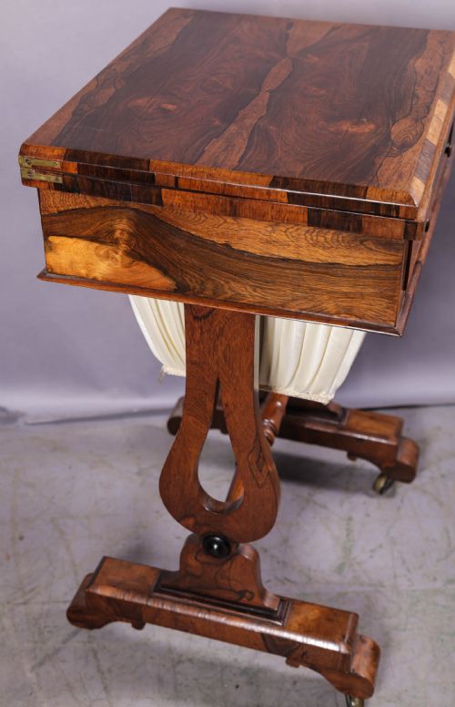 A VICTORIAN SEWING GAMES TABLE ROSEWOOD - ADDITIONAL PHOTO 8