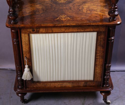 A VICTORIAN BURR WALNUT MUSIC CABINET INLAID - ADDITIONAL PHOTO 3