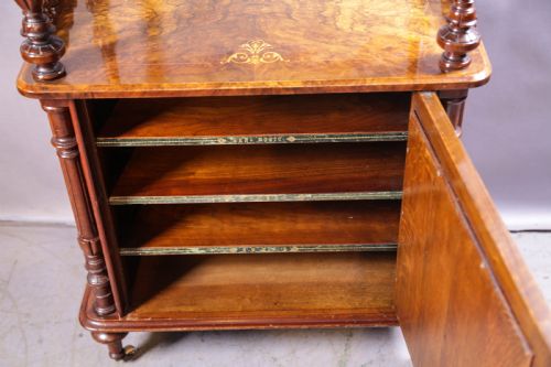 A VICTORIAN BURR WALNUT MUSIC CABINET INLAID - ADDITIONAL PHOTO 7