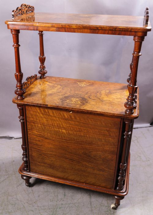 A VICTORIAN BURR WALNUT MUSIC CABINET INLAID - ADDITIONAL PHOTO 9