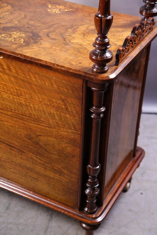 A VICTORIAN BURR WALNUT MUSIC CABINET INLAID - ADDITIONAL PHOTO 10