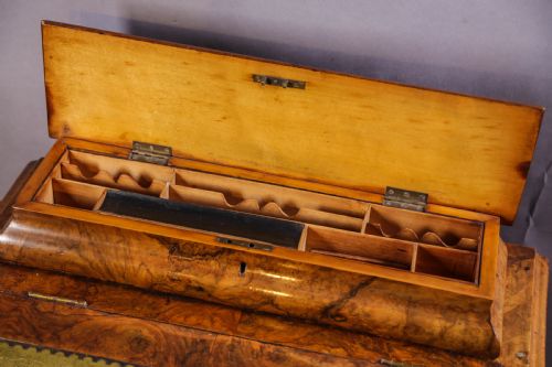 A GOOD VICTORIAN DAVENPORT DESK IN BURR WALNUT - ADDITIONAL PHOTO 2