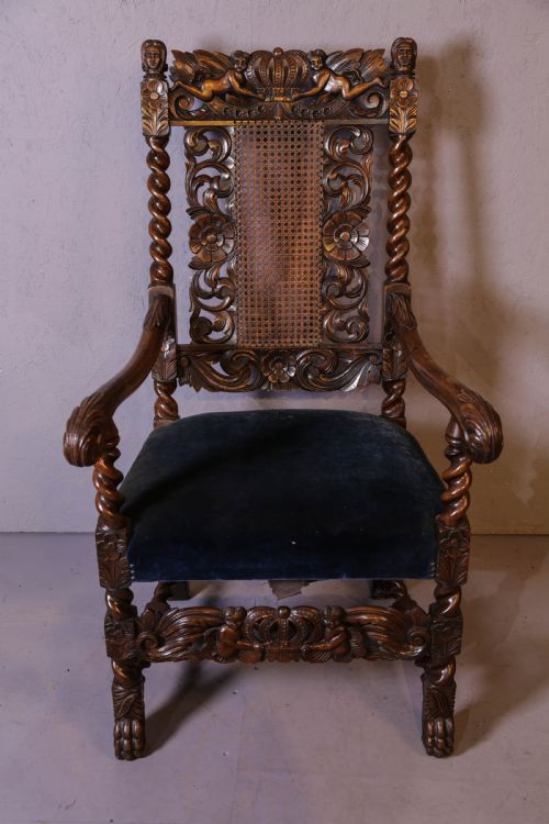 A SET OF 6 CAROLEON STYLE CHAIRS HEAVILY CARVED WALNUT - ADDITIONAL PHOTO 11