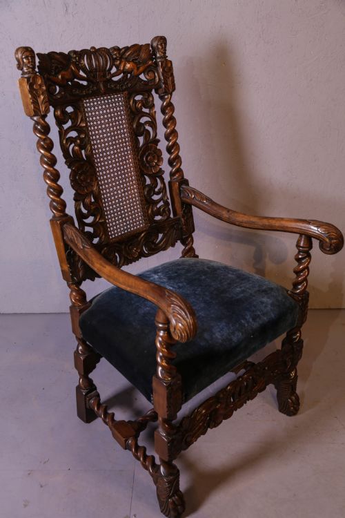 A SET OF 6 CAROLEON STYLE CHAIRS HEAVILY CARVED WALNUT - ADDITIONAL PHOTO 12