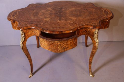 A SUPERB FRENCH MARQUETRY CENTRE TABLE BURR WALNUT SUPERBLY INLAID - ADDITIONAL PHOTO 2