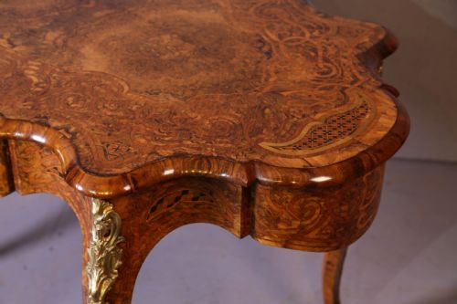 A SUPERB FRENCH MARQUETRY CENTRE TABLE BURR WALNUT SUPERBLY INLAID - ADDITIONAL PHOTO 4