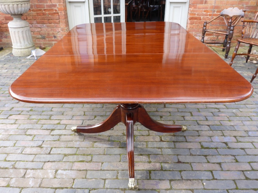 Antique Georgian Twin Pillar Dining Table Mahogany