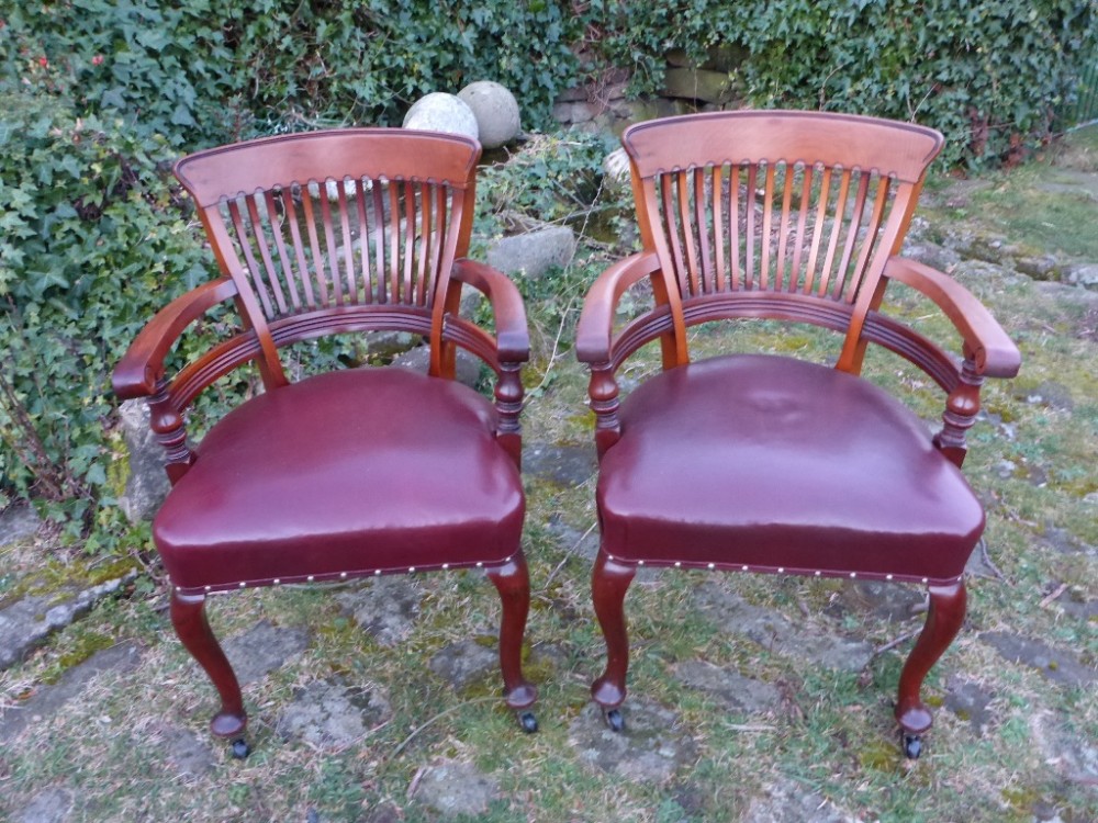Matching Pair of Desk Chairs Walnut 