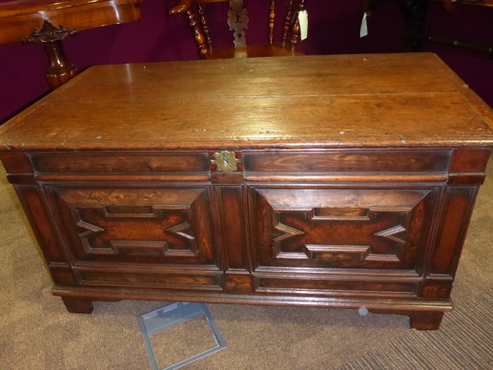 Antique Oak Coffer with Yew Wood 