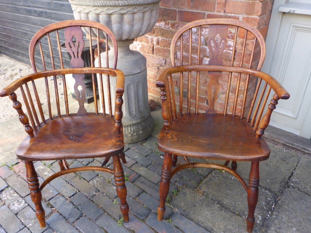 Pair of Antique Windsor Armchairs Ash and Elm
