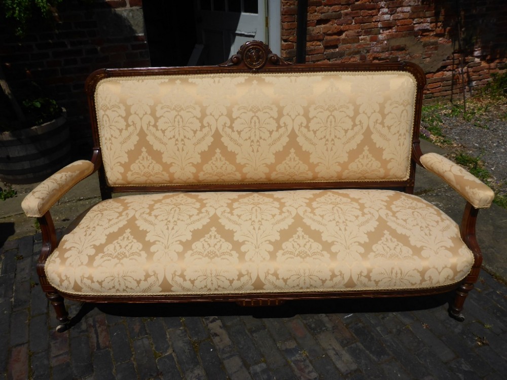 Victorian Rosewood and Gold Leaf Settee